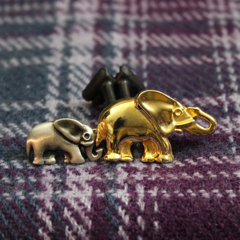 Parent and child elephant pin